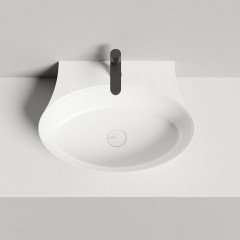 Salini ALDA WALL 01 Раковина 580х450х150 мм, без донного клап, сифон, слив-пер, мат-л: S-Sense, глянцевый, белый