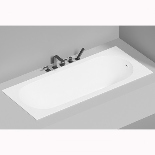 Salini ORNELLA KIT Встраиваемая ванна 1800х800х600мм, овальная чаша, донный клапан, сифон, щелевой слив-перелив, мат-л: S-Sense, матовый, белый