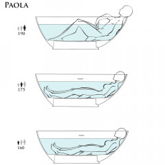 Salini PAOLA Ванна отдельностоящая 1720х820х600мм, донный клапан "Up&Down", сифон, слив-перелив, мат-л: S-Sense, глянцевый, белый. Фурнитура: белая.