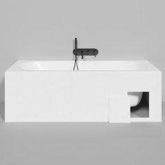 Salini ORNELLA KIT Встраиваемая ванна 1800х800х600мм, овальная чаша, донный клапан, сифон, щелевой слив-перелив, мат-л: S-Stone, матовый, белый