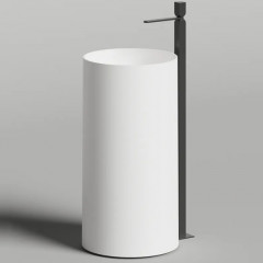 Salini ARMONIA ROUND 01 Раковина напольная 450х450х900мм, слив в стену, без отв. под смес, с декор.накладкой, мат-л: S-Stone, матовый, белый.