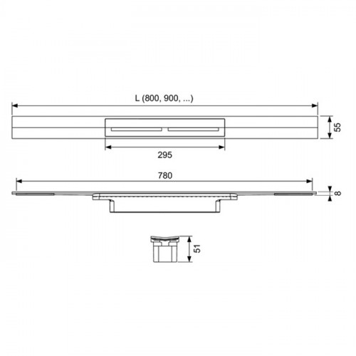 TECE Профиль для душа TECEdrainprofile, 900 мм, PVD Brushed Black Chrome