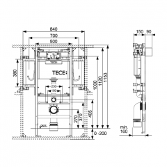 TECE Застенный модуль TECEprofil Uni 2.0 (h=1120) для людей с ограниченной подвижностью