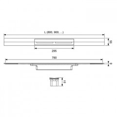 TECE Профиль для душа TECEdrainprofile, 900 мм, PVD Polished Red Gold
