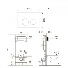 TECEspring комплект 4 в 1 Застенный модуль,панель смыва с круглыми кнопками, хром глянцевый