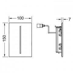 TECEfilo Панель смыва электронная для писсуара 100х150х7мм, питание от батареи,стекло черное (НЕ произв!)