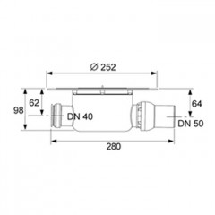 TECE трап низкий сантехнический с декоративной решеткой "basic", DN 50,боковой выход (НЕ производится!)