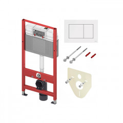 TECE комплект (4в1): инсталляция TECEBase, шпильки к стене, звукоизоляция 9200010 и клавиша 9240400 (TECEnow белая глянец)