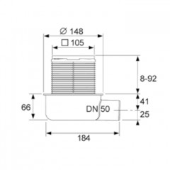 TECE трап низкий горизонтальный с декор. решеткой из нерж. стали S50, с отводом DN50