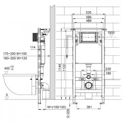 TECEspring profil модуль для установки унитаза, высота h1120мм , c креплением к стене (без панели смыва)