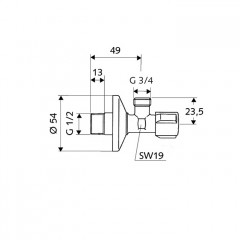 SCHELL Угловой вентиль Comfort 1/2” х 3/4” для стиральных и п/м машин
