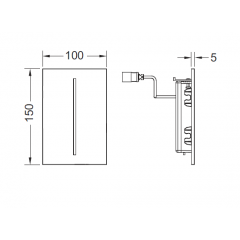 TECEfilo Панель смыва электронная для писсуара 100х150х5 мм, питание от сети.хром глянц.(с 2024г поставляется 2-мя арт 9242067 и 9242092)