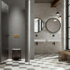 TECEsolid. Панель смыва с двойной системой смыва для унитаза, цвет Бронза с текстурой ромбы