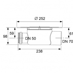 TECE Сифон горизонтальный DN70