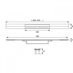 TECE Профиль для душа TECEdrainprofile, 900 мм, PVD Brushed stainless steel, black / сатин, черный