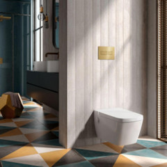 TECEsolid. Панель смыва с двойной системой смыва для унитаза, цвет латунь с текстурой ромбы (Продаем отлдельно)