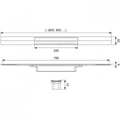 TECE Профиль для душа TECEdrainprofile, 1600 мм, PVD Brushed stainless steel, black / сатин, черный