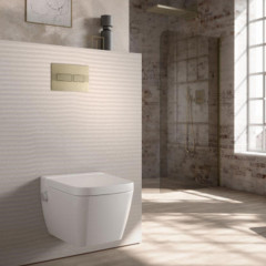 TECEsolid. Панель смыва с двойной системой смыва для унитаза, цвет никель с текстурой линии