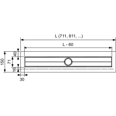 TECE Лоток "plate", 900 мм, основа для плитки, нержавеющая сталь