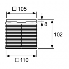TECE Декоративная решетка 100 мм в пластиковой рамке с монтажным элементом