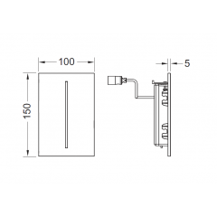 TECEfilo Электронная панель смыва для писсуара , пластик,100x150x5 мм, питание от батареи 7,2 В,белая (НЕ производится!)
