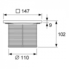TECE Решетка декоративная 150мм в пластиковой рамке с монтажным элементом