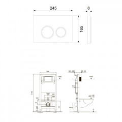 TECEspring комплект 4 в 1 Застенный модуль,панель смыва с круглыми кнопками, черный матовый/ободок черный мат (аналог арт S401104/S955102)