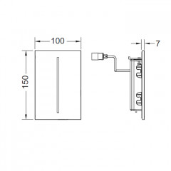 TECEfilo Панель смыва электронная для писсуара 100х150х7 мм, питание от батареи .стекло белое (НЕ производится!)