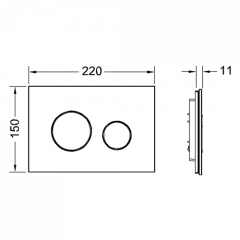 TECE Loop Панель смыва из черного стекла с двумя клавишами,цвет позолоченный