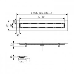 TECEdrainline Дренажный канал для укладки натурального камня 1000 мм