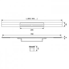 TECE Профиль для душа TECEdrainprofile, 800 мм, PVD Polished Black Chrome
