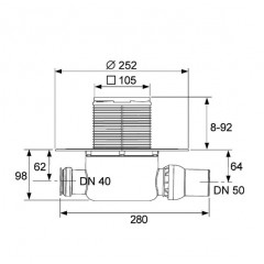 TECEdrainpoint S Комплект точечного трапа с сифоном DN 50, с декоративной решеткой (НЕТ СРОКОВ ПОСТУПЛЕНИЯ)