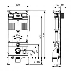 TECE Застенный модуль для подв. унитаза TOTO Neorest , высота h1120мм , с креплением к стене (со склада продаем с CW996 и CW994)