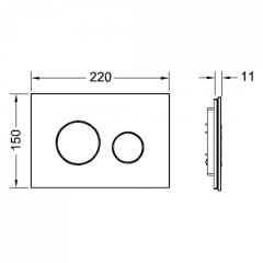 TECEloop. Панель смыва, стекло черное, клавиши хром матовый.