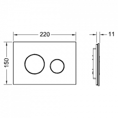TECEloop. Панель смыва, стекло черное, клавиши белые