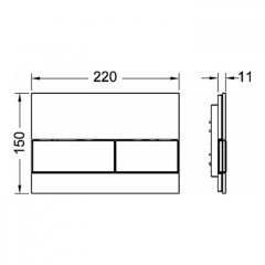 TECE Esquare Панель смыва с двумя клавишами стекло белое, клавиши хром глянцевый