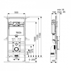 TECElux Модуль для установки унитаза, высота h1120мм , без крепления к стене