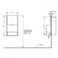 TOTO PUBLIC Сушилка для рук, 300x186x575мм, скрытый монтаж цвет: серебристый