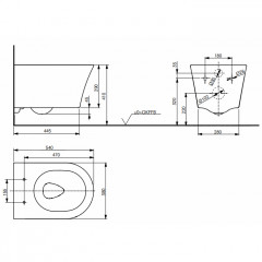 TOTO GP Унитаз подвесной 540*380*335мм, TORNADO, смыв 4,5л, CeFiONtect, без сиденья, (продаем с сиденьем TC524EU), цвет: белый