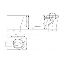 TOTO CF Унитаз 355x540x345мм, подвесной, без сиденья VC130, безободковый, Tornado Flush, CeFiONtect, цвет: белый