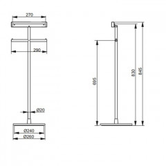 TOTO NEOREST Стойка для пульта управления с 2 держателями для туалетной бумаги, 260x260x845мм, напольная, Цвет: хром