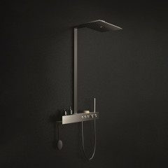 TOTO Z Душевая стойка с термостатическим смесителем, верхним и ручным душем 112x545x1113мм с белой полочкой, цвет хром (1шт на выставке в САЛОНЕ)