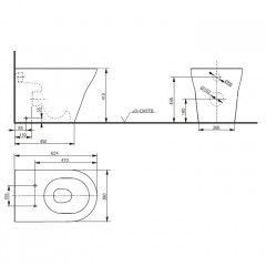 TOTO MH Унитаз приставной, 390x624x410мм, безободковый, без сиденья(подходит: VC10047NN, VC10162), Tornado Flush, CeFiONtect, цвет: белый