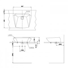 TOTO Jewelhex Раковина 607x483x211(160)мм, накладная, без отв.под смеситель и перелива, без донного клапана DH446VE, с покрытием CeFiONte, цвет:белый