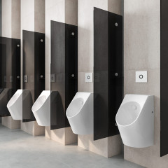 TOTO PUBLIC Писсуар 306x400x590мм, с креплением к стене, со встроенным сифоном, выпуск в стену, подача воды из стены, CeFiONtect, цвет: белый