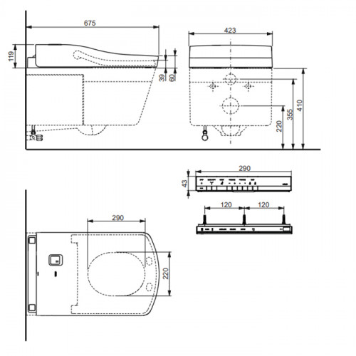 TOTO NEOREST AC WASHLET Сиденье 423x675x119 мм, с дистанционным управлением, для унитаза: AC CW996P, цвет: белый