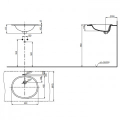 TOTO PUBLIC Раковина 530x450x177мм, встраиваемая сверху, без отв.под смеситель, с переливом, CeFiONtect, цвет: белый