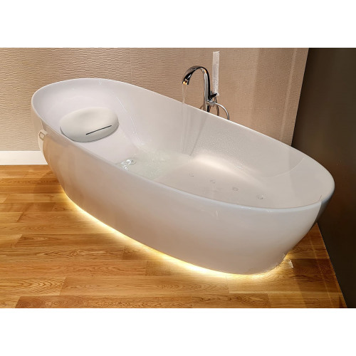 TOTO NEOREST Ванна 2200x1050x780 мм, отдельностоящая, со сливом-перел, подгол.с сифоном,с гидро- и аэромасс.,с эффектом невесомости, цвет: белый