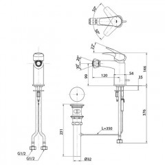 TOTO GM Смеситель для биде на 1 отв, со сливным клапаном,цвет хром