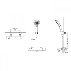TOTO SHOWERS Смеситель термостатический для душа, открытый монтаж, SMA, цвет: хром
